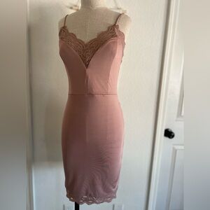 Fashion Nova Women’s Elegant Pink Lace Slip Dress